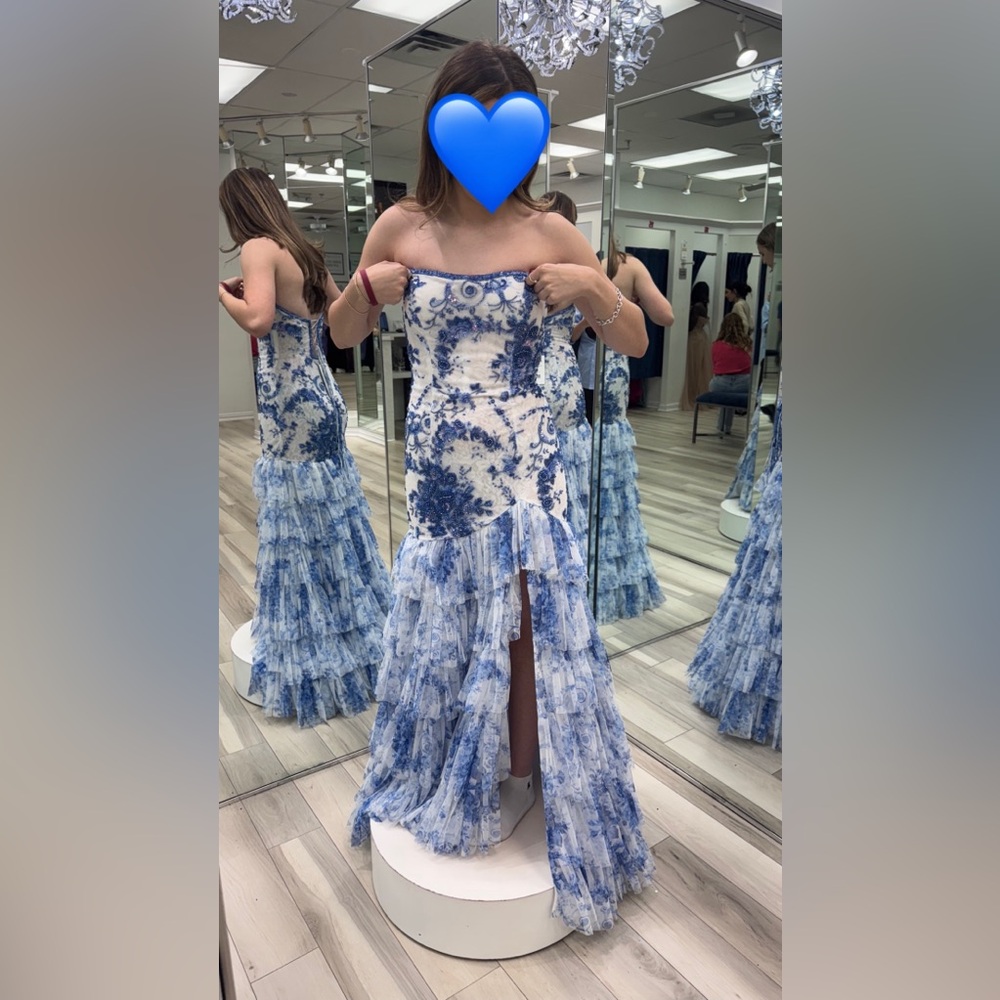 Blue beaded floral Sherri Hill 57114